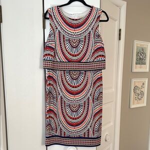 Chico's Orange and Blue Midi Dress size 1